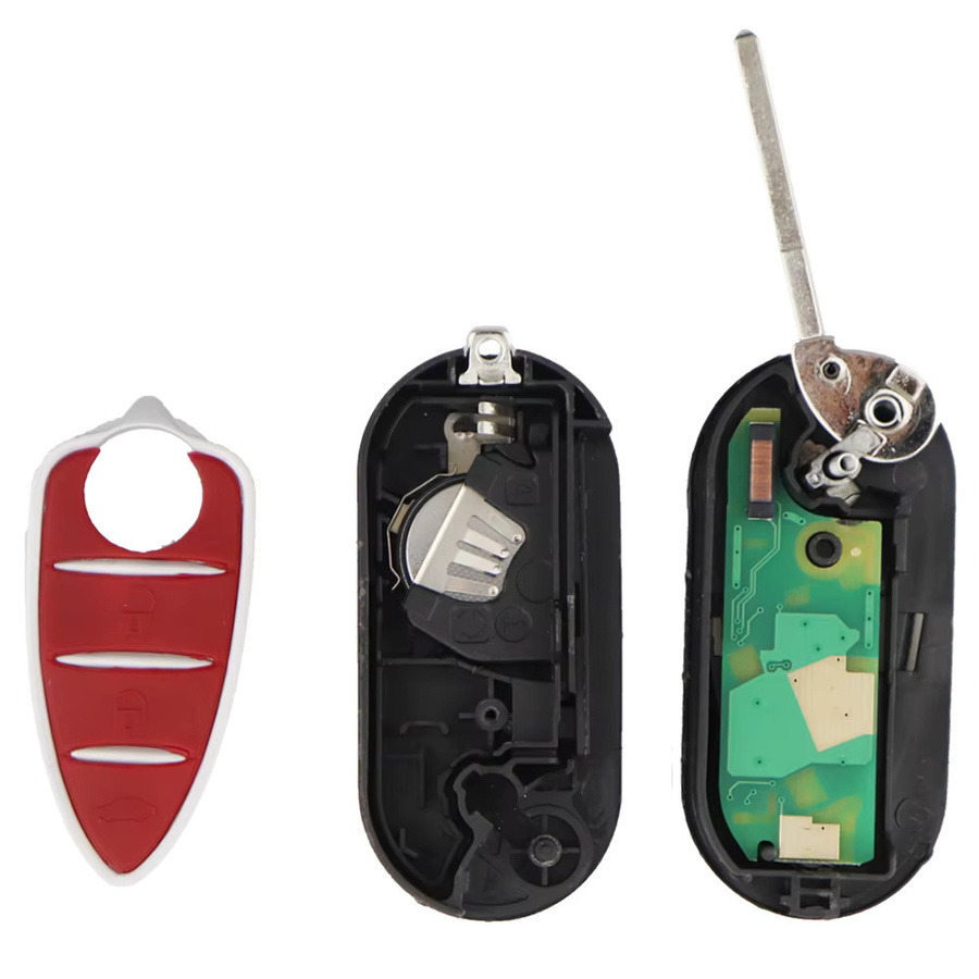 Autoschlüssel Fernbedienung für Alfa Romeo MiTo 2008–2015 und Giulietta 2010–2016 von Delphi/Marelli, 433 MHz, ASK ID46 PCF7946, Farbe: Rot, ungeschnittener Schlüsselrohling - Bild 2