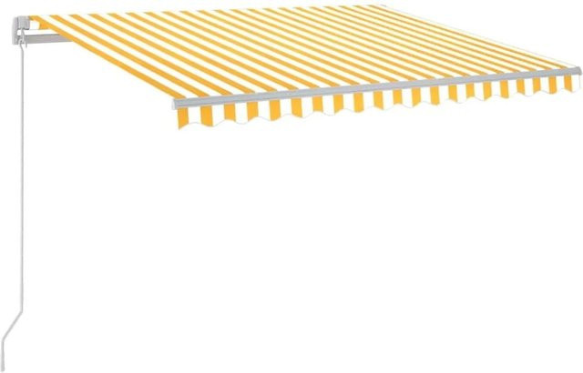vidaXL Markise manuell einziehbar mit LED in Gelb-Weiß, B: 300 cm, H: 250 cm - Bild 1