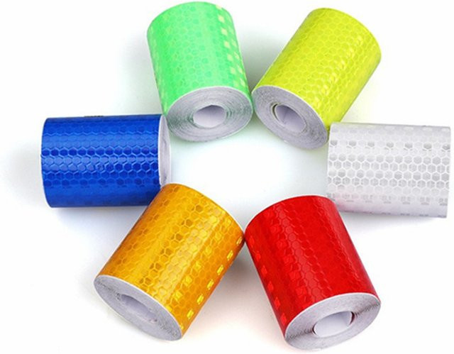 QHSPE Selbstklebende Kristallreflexfolie als reflektierendes Warnband in Weiß und Gelb, Breite: 5 cm, Länge: 3 m - Bild 1