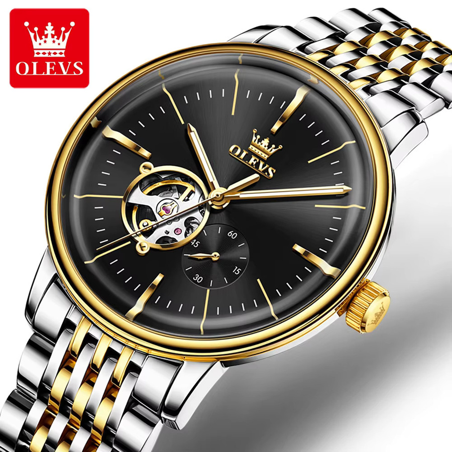 OLEVS Armbanduhr Automatik, Edelstahl, Schwarz, Herren - Bild 2