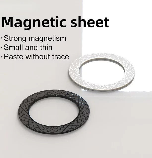 QGhappy Magnetische Platte mit Ring für MagSafe und kabelloses Laden, Aufkleber für iPhone 16 15 14 13 und Xiaomi, Schwarz - Bild 1