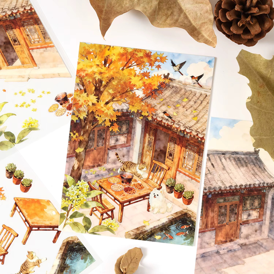 Yingxue Kawaii Katze Haus Garten 3D Welpe Landschaft Aufkleber, Bunt / Mehrfarbig - Bild 3