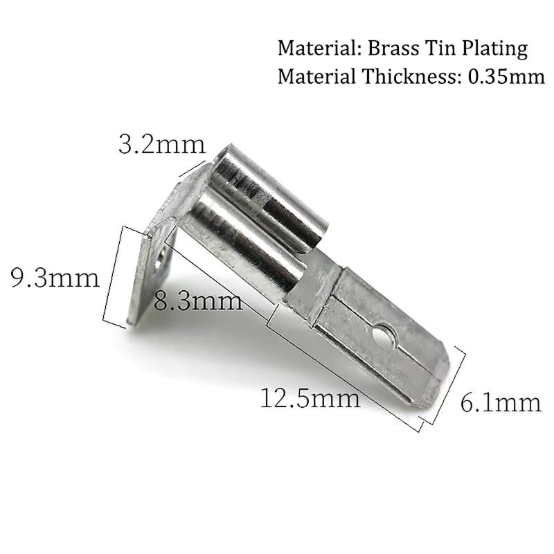HUXUAN Doppel-Piggyback-Flachsteckverbinder aus verzinntem Messing 6,3 mm, Silber - Bild 2