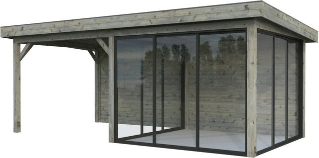 Palmako Pavillon Lenna Set 406 Slide aus Fichtenholz in Grau, B/H/T: 588 x 245 x 300 cm - Bild 1
