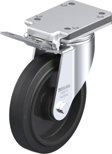 Blickle Lenkrolle LH-POEV 200KA-IS mit Feststeller in Schwarz und Silber, Rad-Durchmesser: 200 mm, Tragfähigkeit: 500 kg - Bild 1