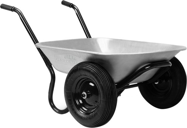 Schubkarre mit Doppelrad in Schwarz und Silber, Tragkraft 150 kg, B/T/H: 126 x 75 x 71 cm - Bild 1