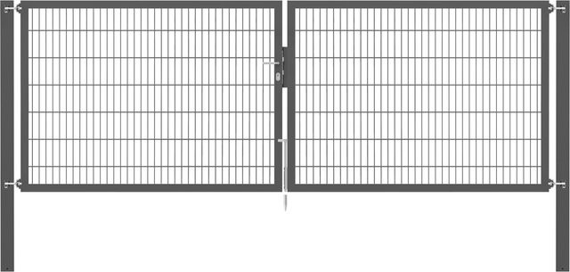 Doppeltor Flexo Plus in Anthrazit aus Stahl mit Pfosten, Breite: 400 cm, Höhe: 140 cm, Pfosten: 100 x 100 cm - Bild 1