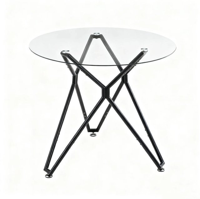 okwish Esstisch aus Glas und Metall in Schwarz, quadratisch, B/T/H: 90 x 90 x 78 cm - Bild 1