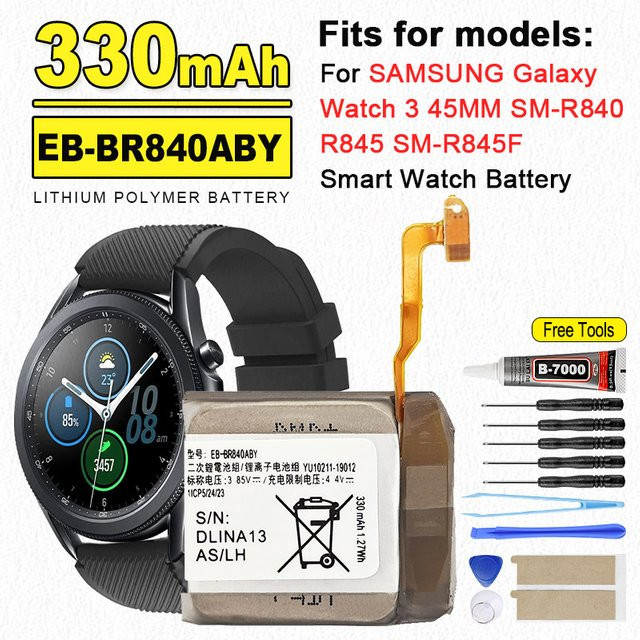 Samsung Ersatzakku für Galaxy Watch 3 45mm SM-R840 R845 SM-R845F EB-BR840ABY Lithium-Ionen-Akku - Bild 1
