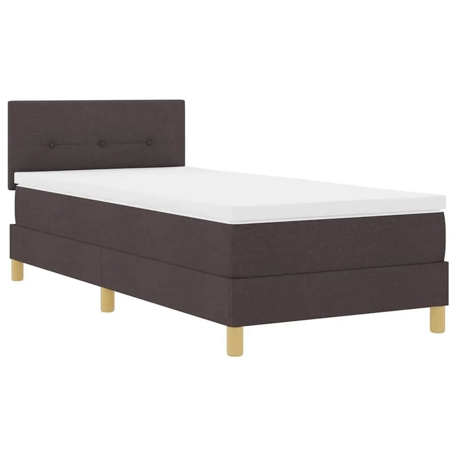 vidaXL LED Boxspringbett Dunkelbraun mit Matratze und USB-Anschluss, B/T: 90 x 190 cm - Bild 2