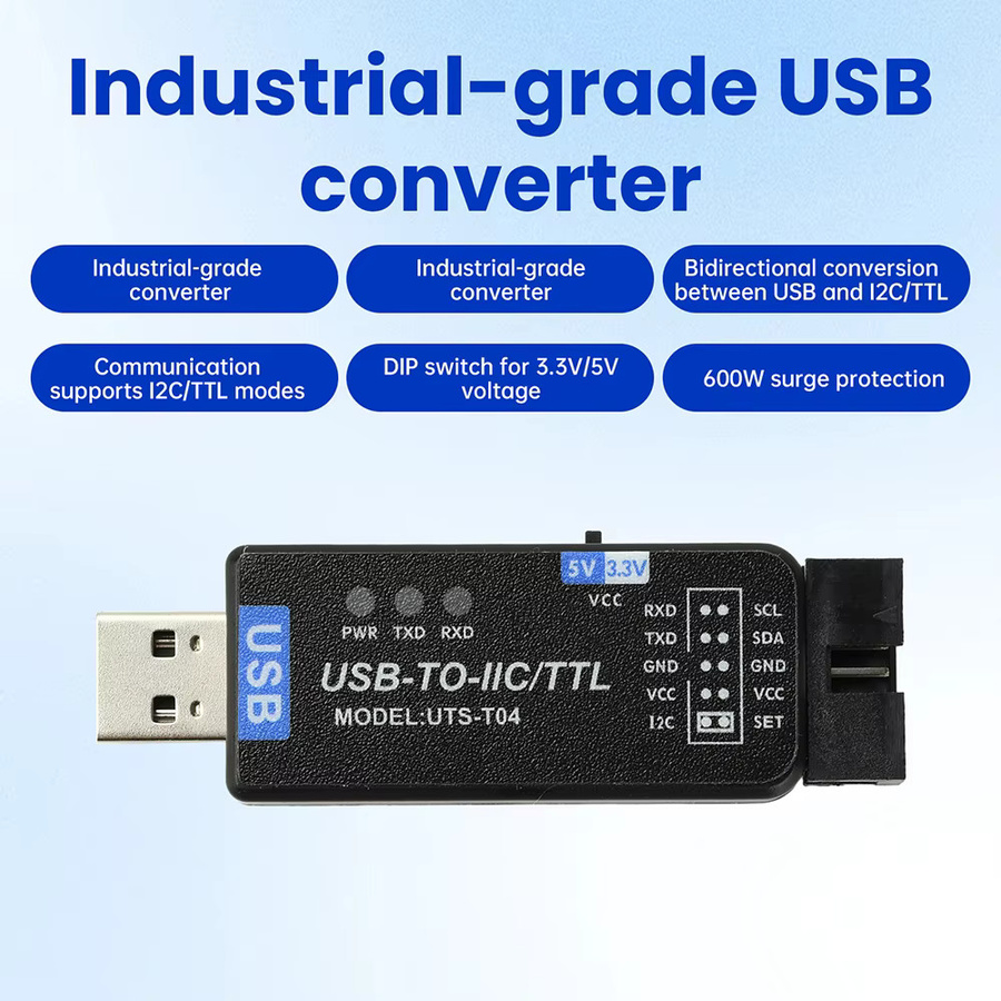 Diymore USB zu I2C IIC/TTL Serieller Port UART 2-in-1 Kommunikationsmodul CH341T in Schwarz mit 2x 4P DuPont-Kabeln - Bild 2