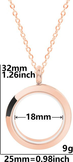 Binchi Outdoor Product Halskette, Medaillon-Anhänger, Edelstahl, Roségold, 60cm, Unisex - Bild 1