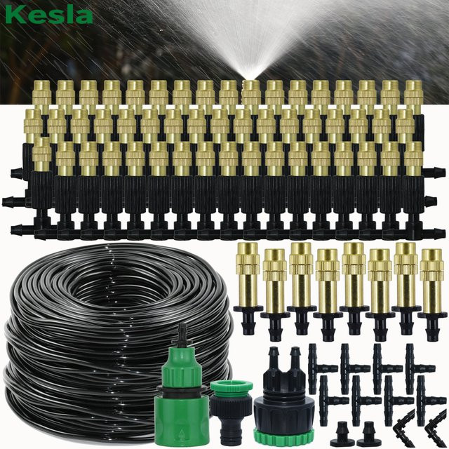Kesla Messing Zerstäuber für Outdoor Nebel Kühlsystem und Garten Bewässerung mit 1/4 Zoll Anschluss und 4/7mm Schlauch - Bild 1