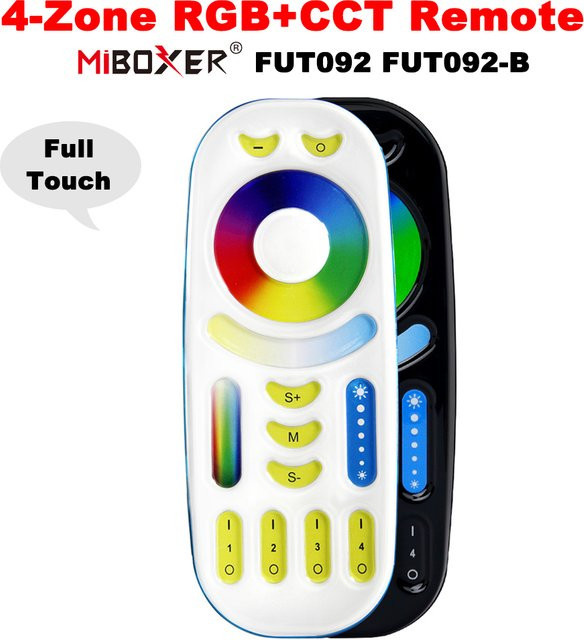 Miboxer FUT092 4-Zonen Touch-Dimm Fernbedienung für LED-Lampen mit RGB-CCT/RGBW-Funktion und 2,4 GHz HF-Technologie - Bild 1