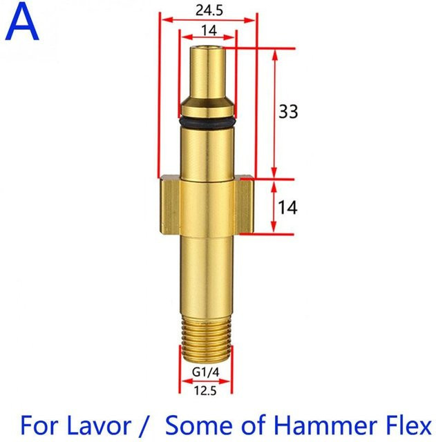 Adapter Verbinder für Bosch und Kärcher Lanze A mit Quick Coupling aus Messing und Edelstahl in Gold - Bild 1