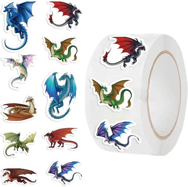 500 Stück Wasserdichte Winged Fire Flying Dragon Cartoon Aufkleber für DIY Dekoration und Laptop in Mehrfarbig - Bild 1