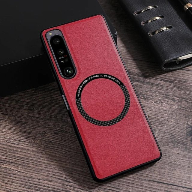 Stoßfeste Magnet-Schutzhülle aus Luxus PU-Leder für Sony Xperia, Farbe: Rot - Bild 1