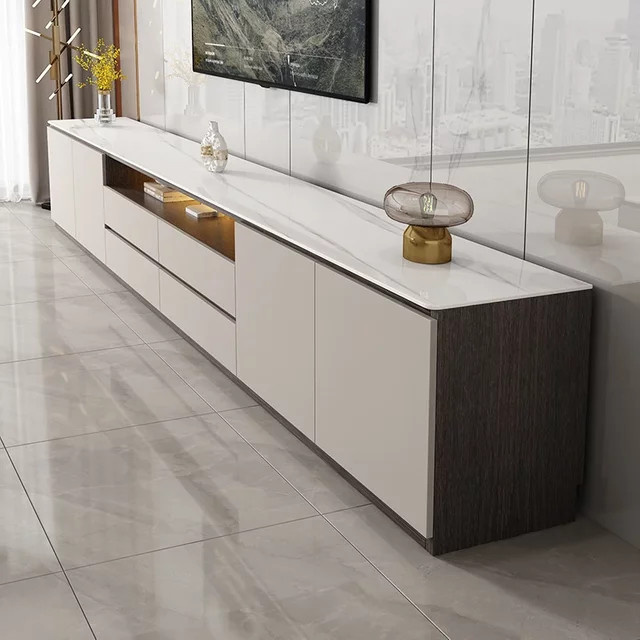HOUYU Moderner TV-Schrank im Nordic Glamour Stil, Weiß, Hochglanz - Bild 1