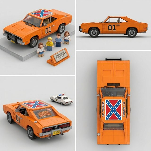 Bandai Amerikanisches Muscle-Car, Baustein-Automodell, mit Puppenfigur, Orange - Bild 1