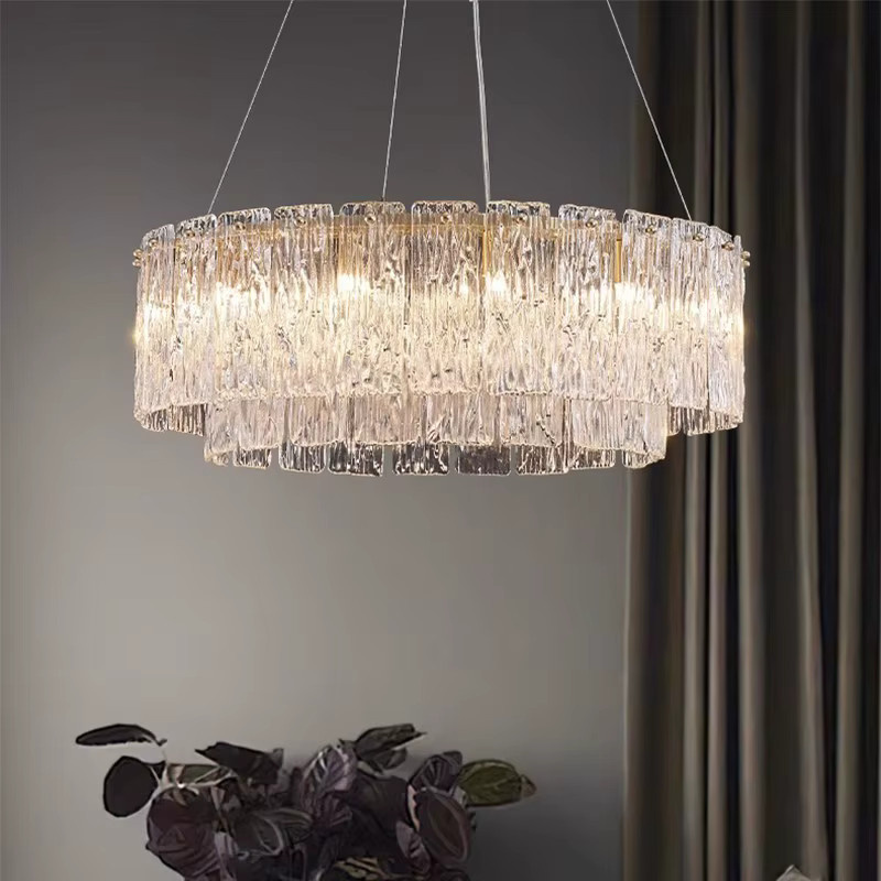 JIANKEXING LED-Glas-Kronleuchter Modern in Silber und Transparent für Wohnzimmer, Schlafzimmer oder Esszimmer - Bild 3