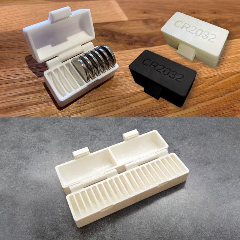 ESHYLALA Tragbare Batterie-Aufbewahrungsbox in Weiß für CR2032 und CR2025 mit 10 oder 20 Löchern als kleiner Elektronik-Organizer - Bild 2