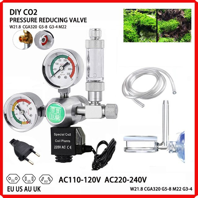 ZRDR Aquarium CO2-Regler mit elektromagnetischem Blasenzähler und Druckminderer in Silber - Bild 1