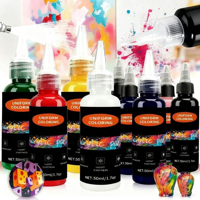 6-Farben-Airbrush-Pigment-Set mit 50 ml wasserbasierten Premium-Acryl-Pigmenten in Multicolour für Kunst und DIY-Projekte - Bild 1