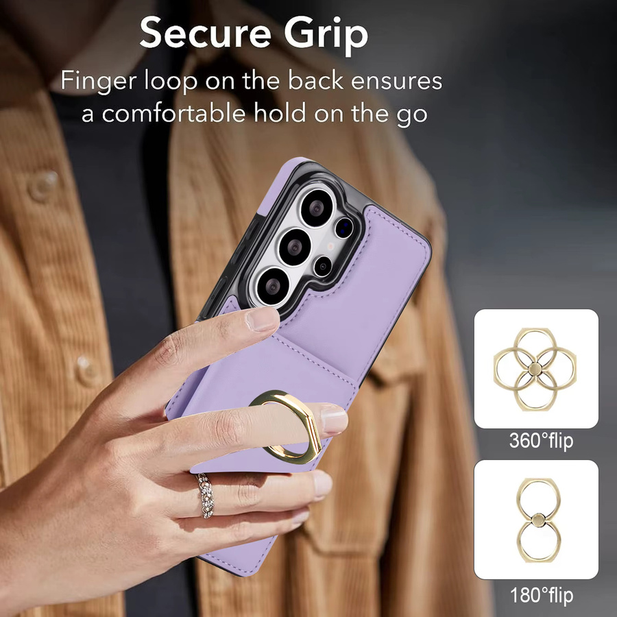 Leder-Brieftaschenhülle mit Kartenhalter und Ringständer für Samsung Galaxy S23 S24 S25 S26 Ultra Plus A56 A36 A26 A16 A55 A35 A15 von szHAIyu in Weiß und Lila - Bild 2