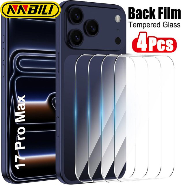 NNBILI 4er-Set gehärtete Glasrückseiten Schutzfolien in Transparent für iPhone 11 bis iPhone 17 Pro Max Serie, kratzfest und High Definition - Bild 1