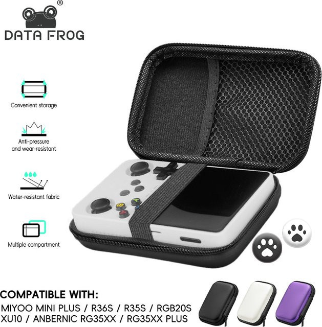 Daten Frosch Retro Videospiel Schutzhülle aus EVA für R36s, RG35xx, R35s und Miyoo Mini Plus in Lila - Bild 1