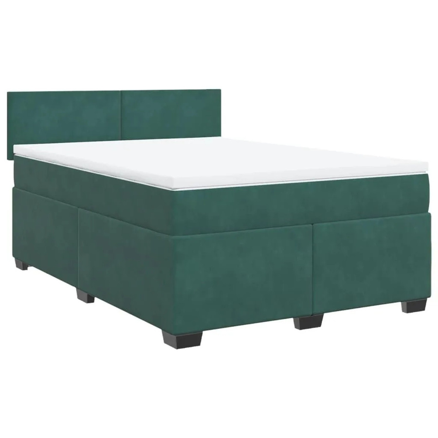 vidaXL Boxspringbett mit Matratze in Dunkelgrün aus Samt, Hybridbett mit USB-Ladeport und Unterbettbeleuchtung, B/T: 140 x 200 cm - Bild 2