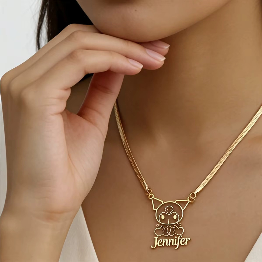 Sanrio Halskette, Kuromi Namenskette, goldfarben, Damen - Bild 2