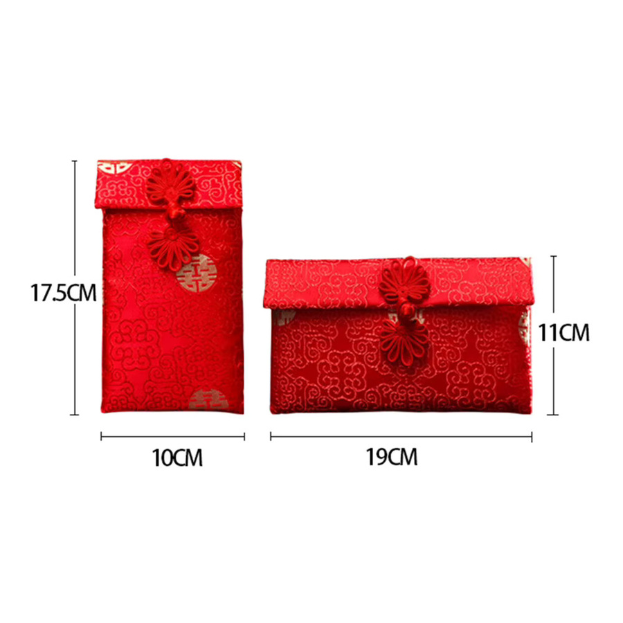 Traditionelle rote Umschläge Hongbao aus Brokat für Hochzeit und Neujahr in Rot und Schwarz - Bild 3