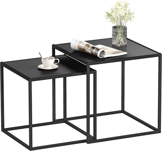 HOMCOM 2er-Set Couchtisch modern aus Stahlgestell in Schwarz matt - Bild 3