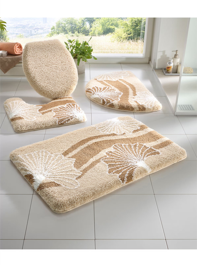 Hagemann Badematte Floral in Beige, rutschfest und fußbodenheizung kompatibel - Bild 1