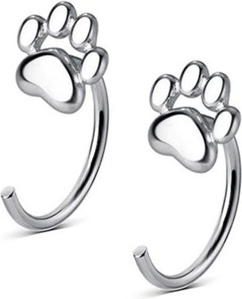 Ohrstecker Katzenpfote, Messing, Silber, Damen - Bild 1