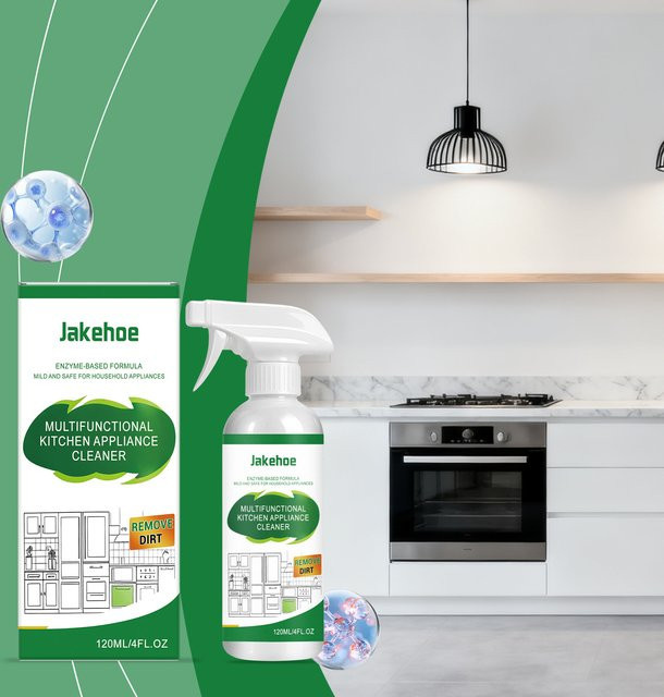 Jakehoe Küchengeräte-Reinigungsspray Fettfleckenentferner und Glas-Entkalker in Weiß, 120 ml - Bild 1