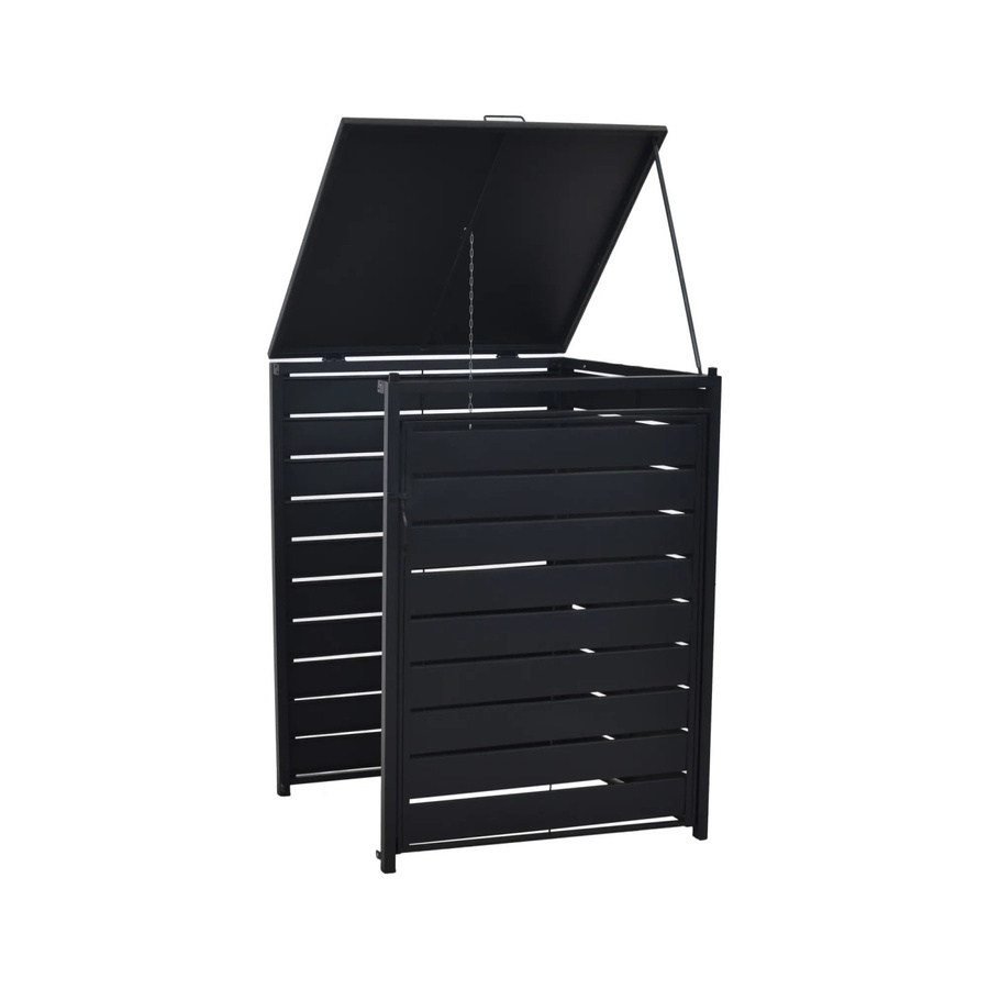 Merxx Mülltonnenbox aus Aluminium und Stahl in Grau, B/T/H: 64 x 64 x 107 cm - Bild 2