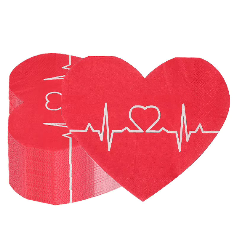 20 Stück rote Papierservietten mit Herz-Motiv für Valentinstag, Hochzeit und Geburtstag - Bild 4