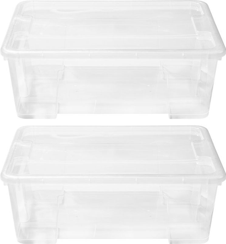 W5 Aufbewahrungsboxen mit Deckel aus Kunststoff, 2er Set, transparent, rechteckig - Bild 1
