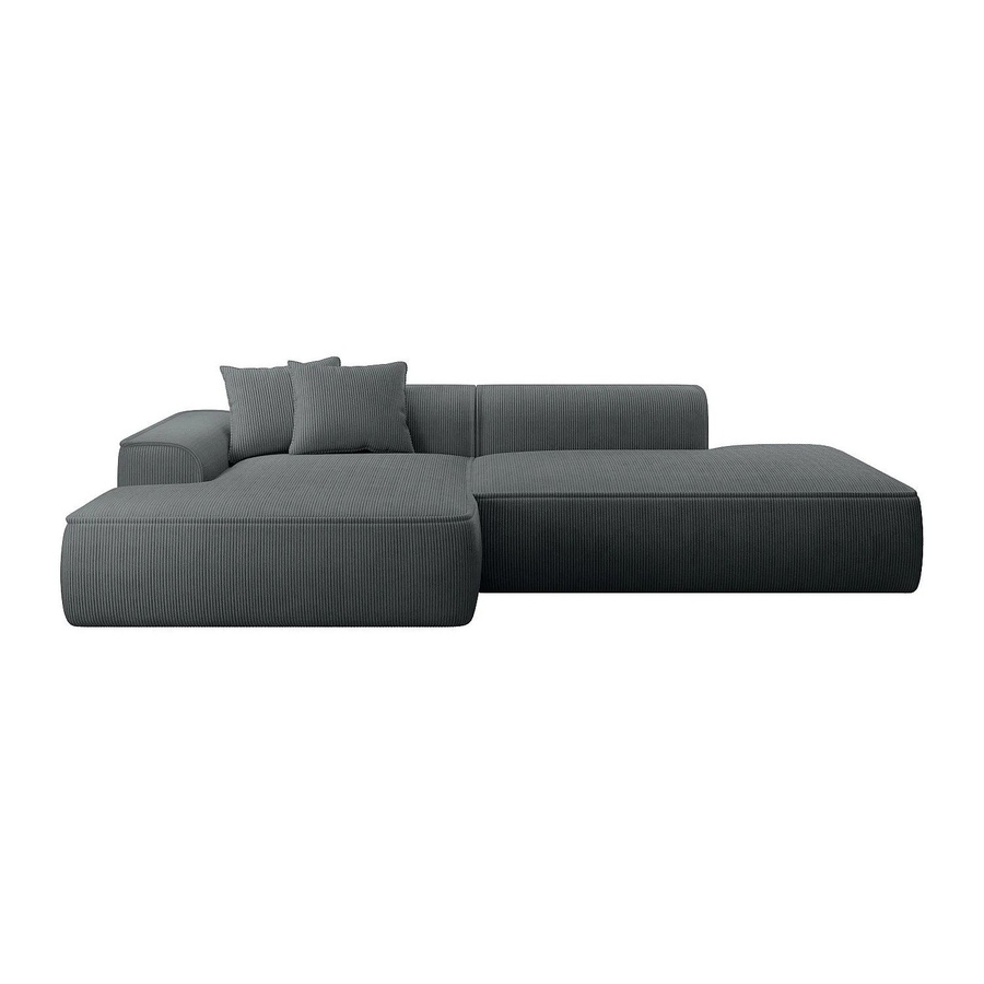 Erynel Ecksofa in Anthrazitgrau ohne Schlaffunktion mit Cord-Bezug, Breite: 305 cm - Bild 2