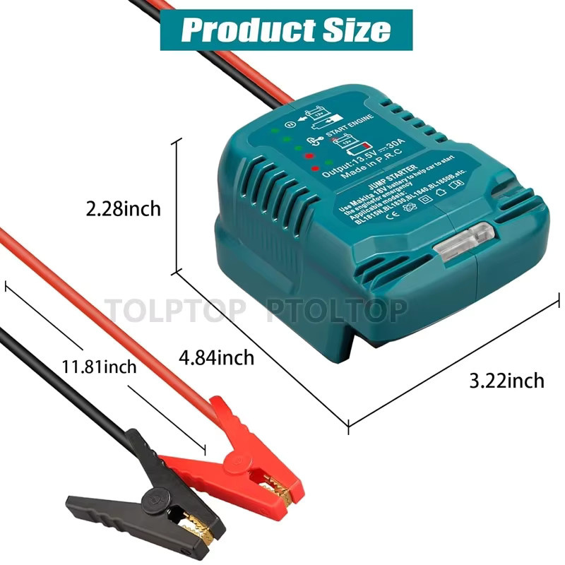 Starthilfe-Adapter 11AWG Booster-Kabel für Dewalt, Makita, Milwaukee und Einhell 18V/20V Li-Ionen-Akkus - Bild 4