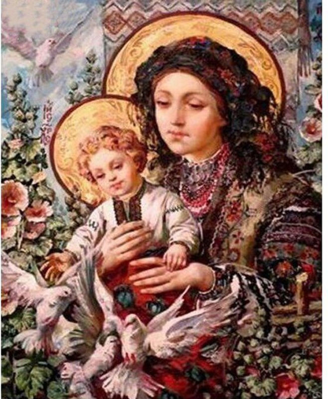 FIYO Diamond Painting Set Maria mit Kind als religiöse Dekoration, mehrfarbig, B/H: 20 x 30 cm - Bild 1