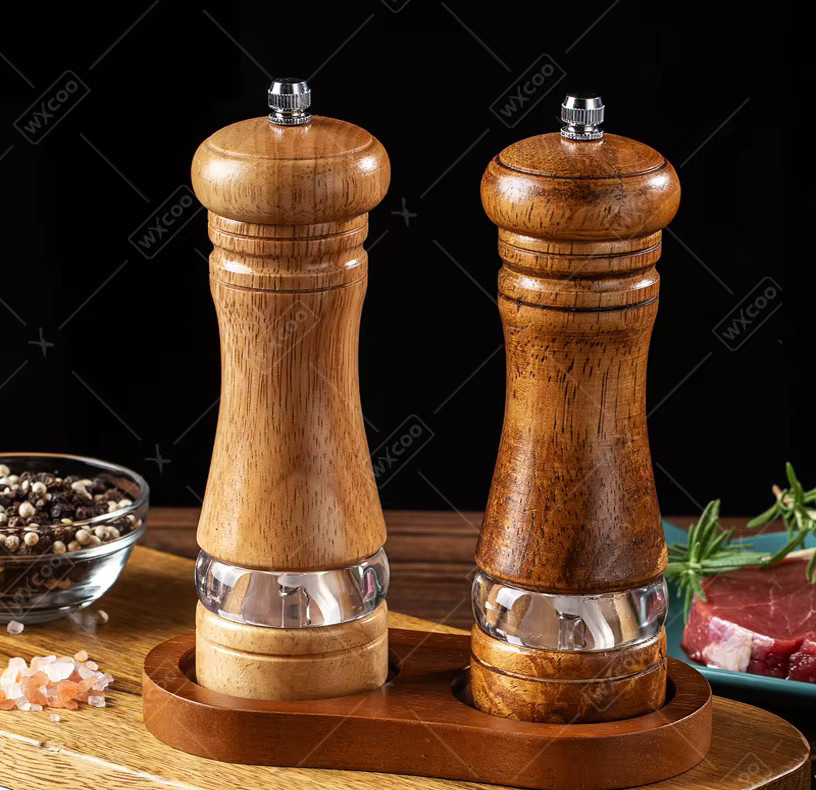 WXCOO Manuelle Holz-Pfeffermühle mit verstellbarem Keramik-Rotor in Braun, 6 Zoll (Höhe: 15,24 cm) - Bild 2
