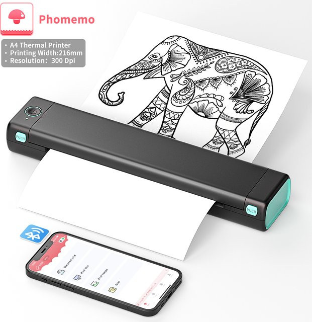Phomemo M08F Tragbarer A4 Thermodrucker Schwarz für Büro und unterwegs - Bild 1