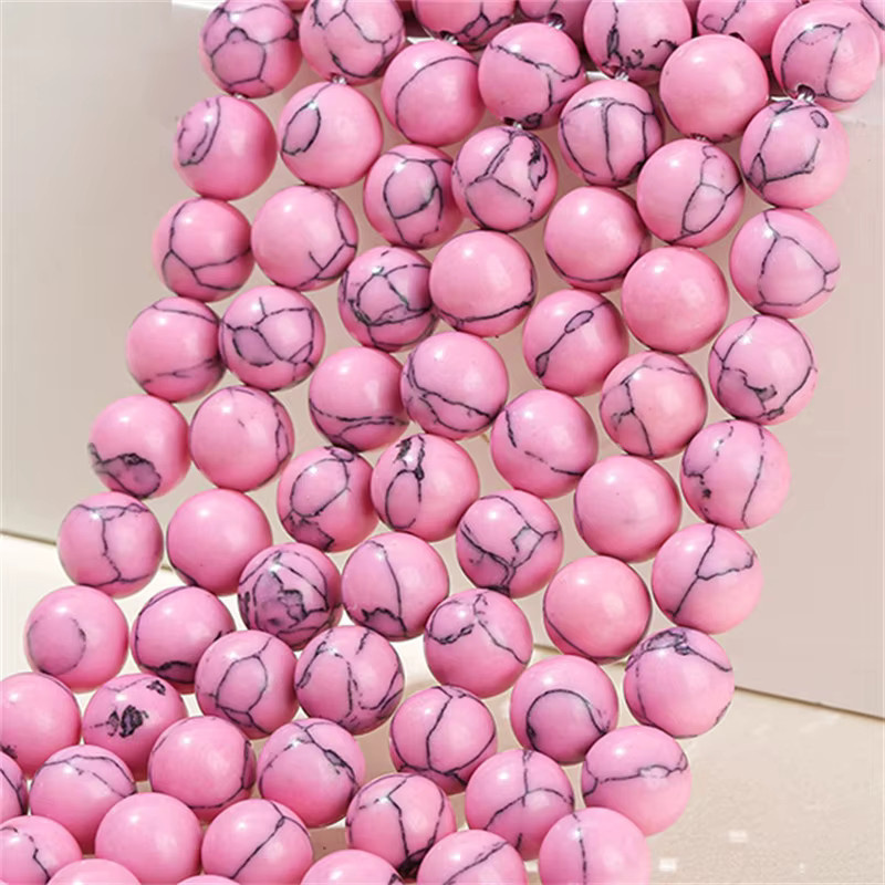 Natursteinperlen Howlith Rosa Türkis, Runde Distanzperlen, Unisex - Bild 2