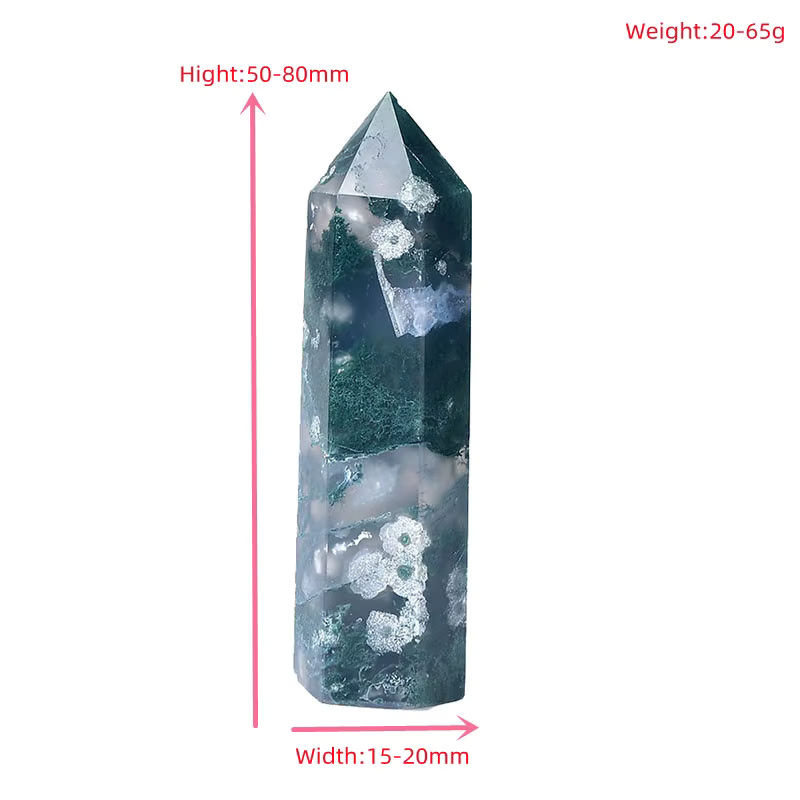 RYCRYSTAL Moos Achat Kristall Punkt in Grün als dekorativer Heilstein und Obelisk für deine Aquarien- oder Wasseranlage - Bild 6