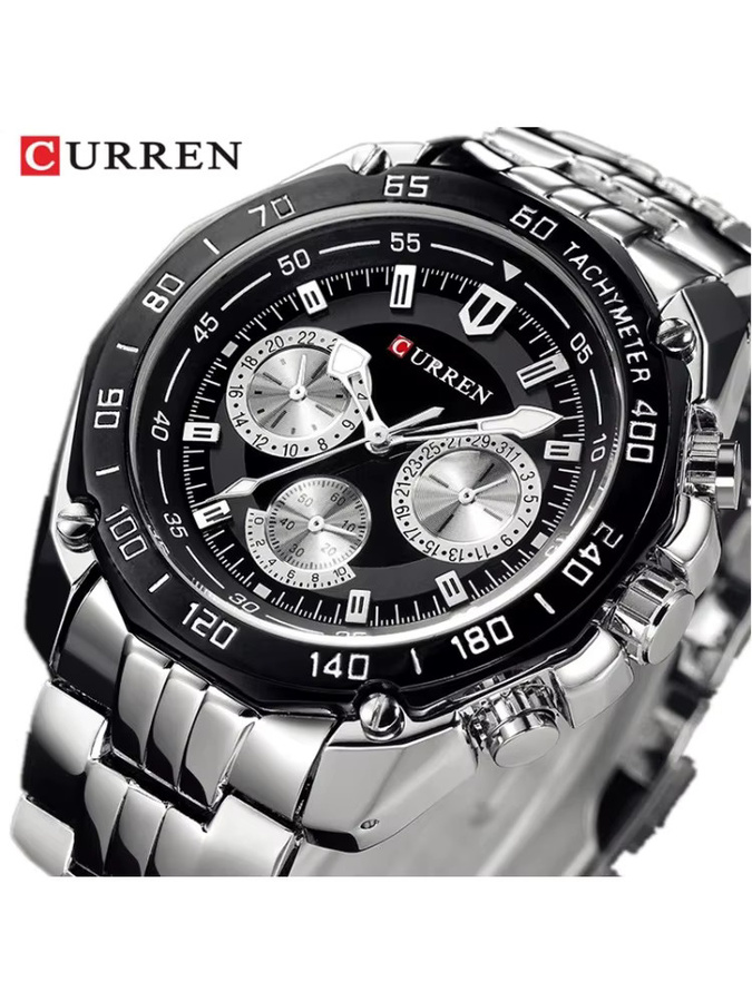 CURREN Armbanduhr Quarz, Edelstahl, Schwarz, Herren - Bild 6