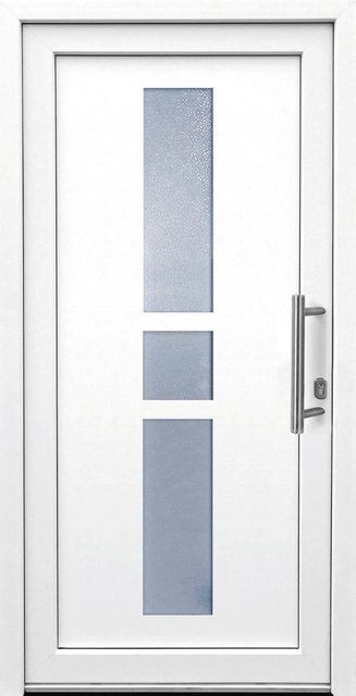Moderne Kunststoff-Haustür PANTO mit Glaseinsatz in Weiß, Anschlag Rechts, B: 100 cm, H: 200 cm - Bild 1
