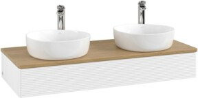 V&B Waschtischunterschrank Antao mit Frontstruktur in Weiß und Eiche Honig, Wandmontage, B/T/H: 120 x 50 x 19 cm - Bild 1